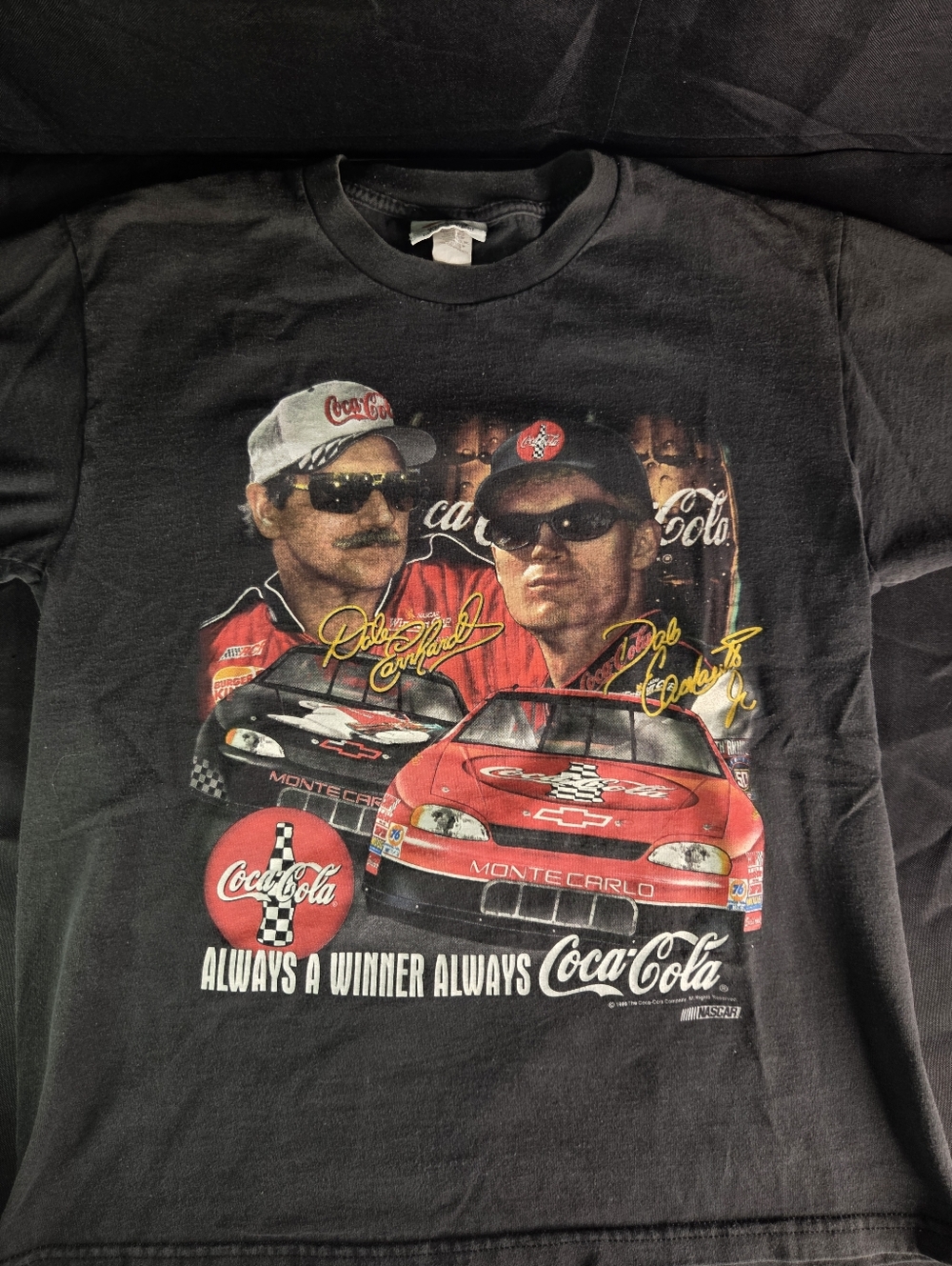 Vintage 1999 Nascar Coca Cola Dale Earnhardt Jr & Sr Licensed T-Shirt Adult L